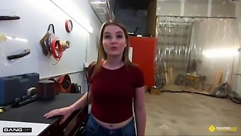 A Busty Blonde Uses Reverse Cowgirl To Pay For Car Repair