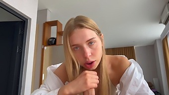 Petite Blonde Schoolgirl Gives A Pov Blowjob In Hd