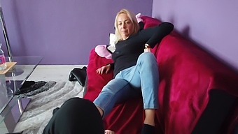 A Blonde Woman Experiences Foot Fetish For The First Time