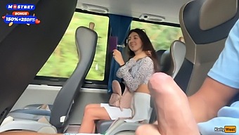 Public Cock Jerking Off On A Bus With People Watching Makes Him Cum Hard By Hand.